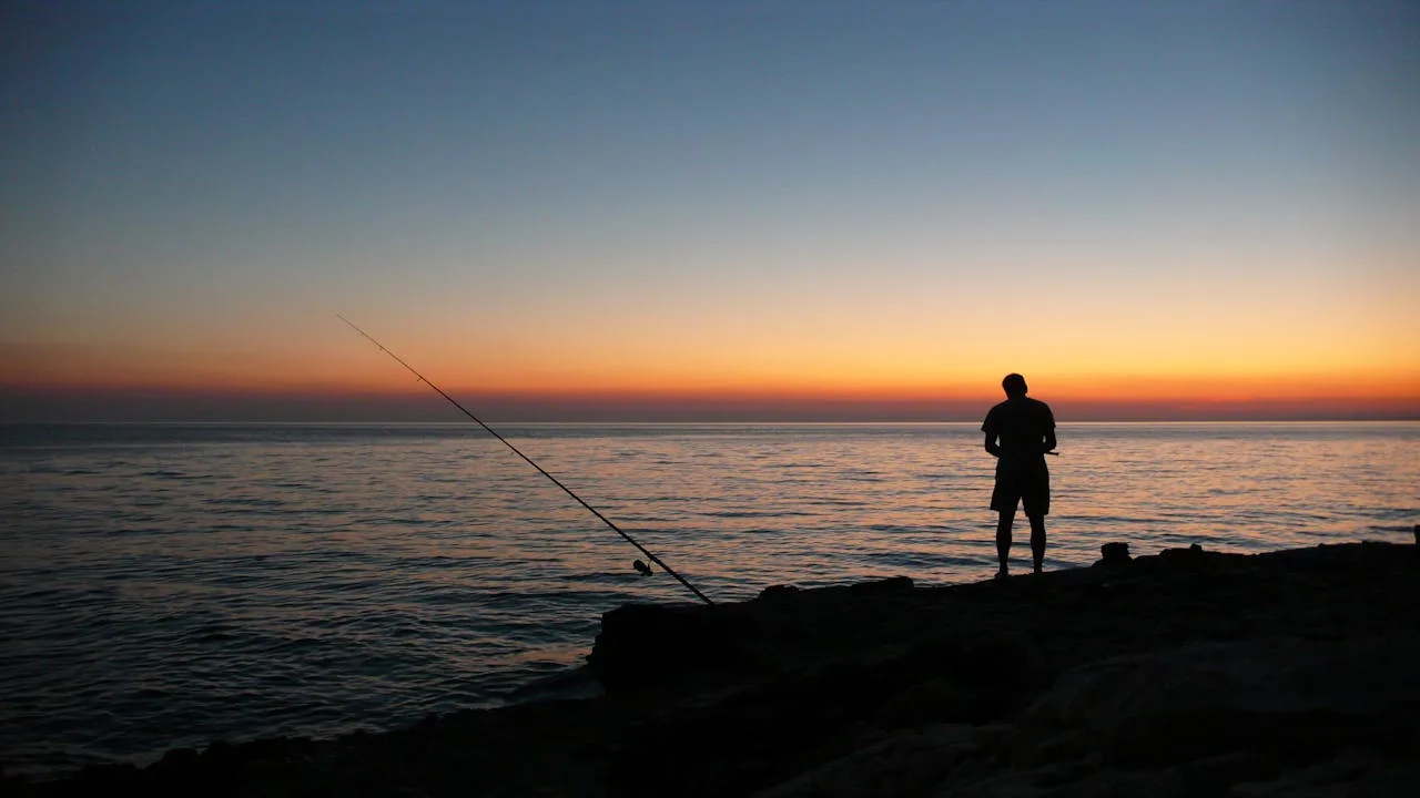 sunset sea angler sun 65615