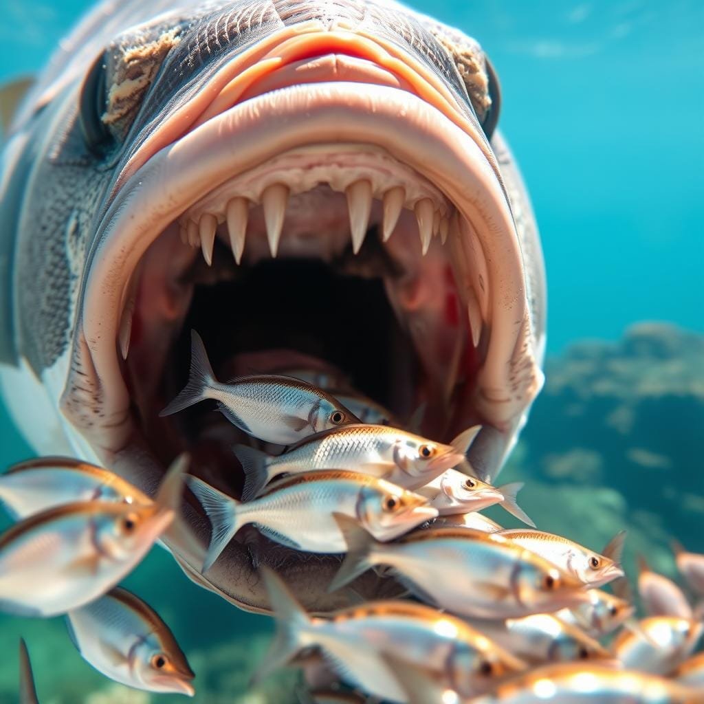 What does sea bass eat
