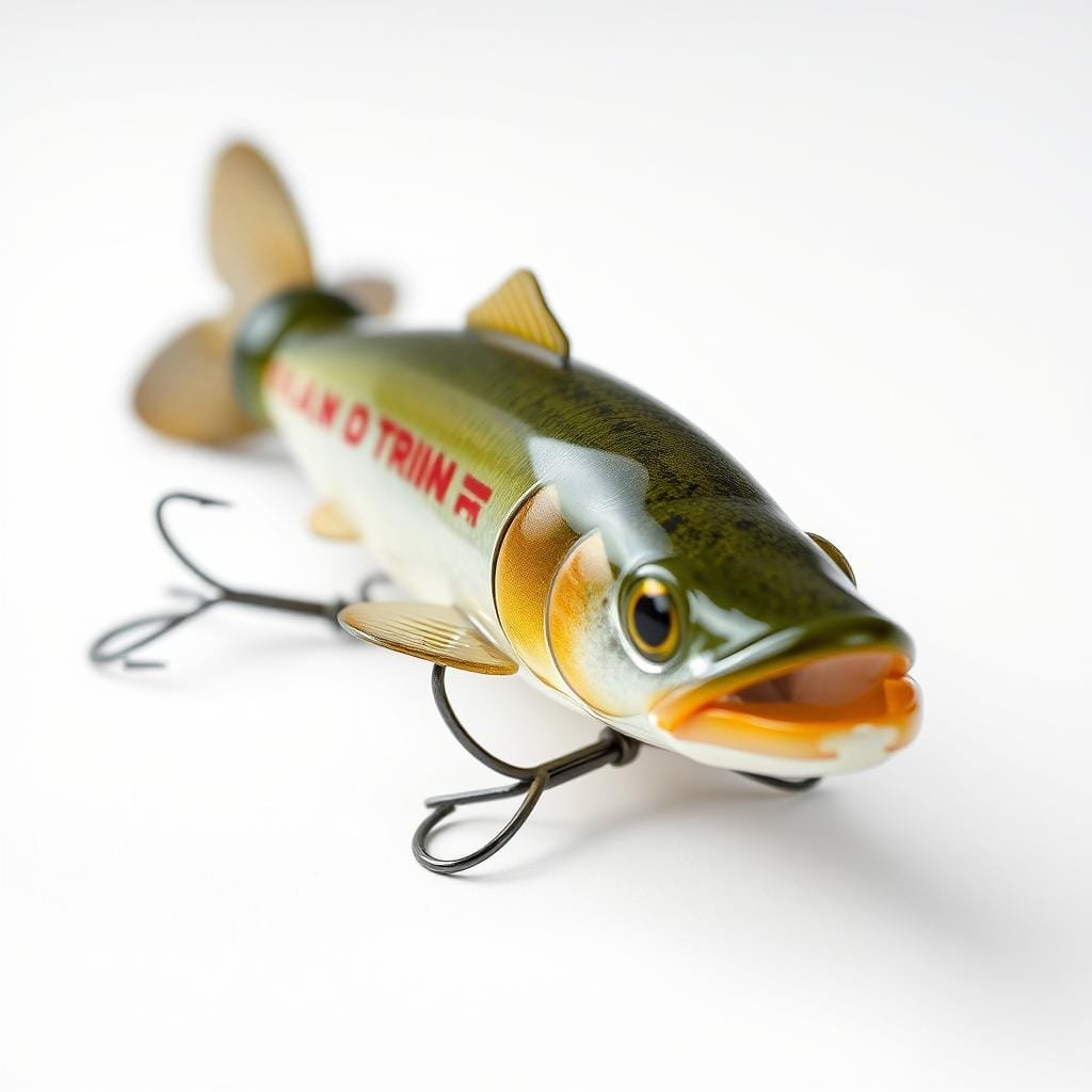 High-detailed close-up image of a Z-Man Trout Trick soft plastic fishing lure, photographed against a plain white background with soft even lighting. The lure is presented in a natural, lifelike pose, showcasing its realistic textures, colors, and organic shape. The image captures the lure's realistic sheen and translucent appearance, highlighting its quality and the attention to detail in its design. The overall mood is one of confidence, professionalism, and a focus on the product's key features and capabilities.